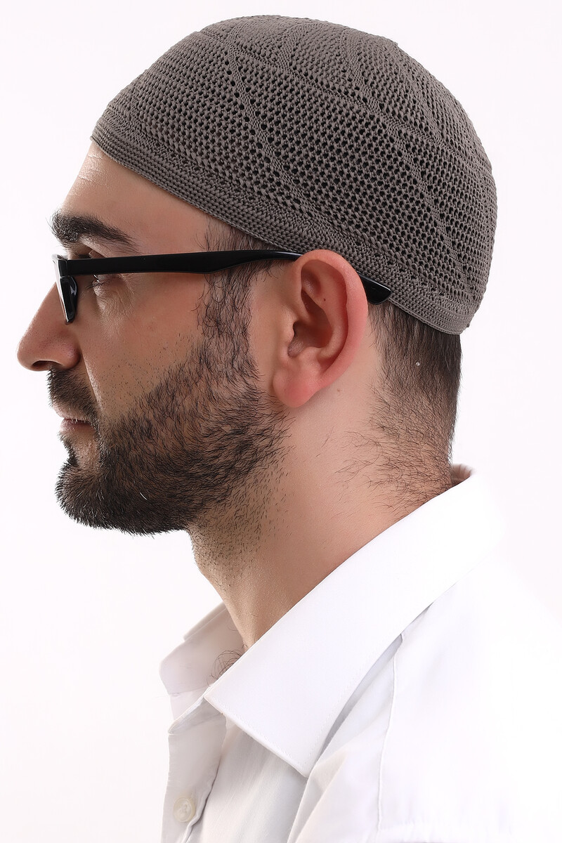 Dantel Pamuklu Triko Makine Örme Takke Açık Kahve - 3