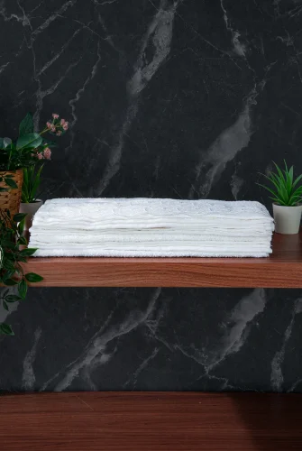 Dantelli Güpürlü Lüks %100 Pamuk Çeyizlik 6 lı El Yüz Havlu Seti 40X70 - Beyaz - 4400 - 4