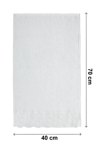 Dantelli Güpürlü Lüks %100 Pamuk Çeyizlik 6 lı El Yüz Havlu Seti 40X70 - Beyaz - 4400 - 7
