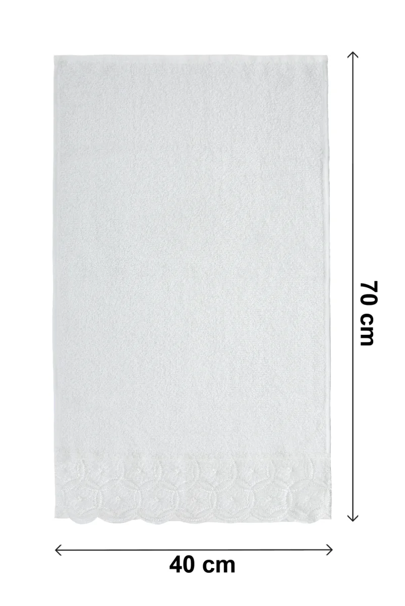 Dantelli Güpürlü Lüks %100 Pamuk Çeyizlik 6 lı El Yüz Havlu Seti 40X70 - Beyaz - 4400 - 7