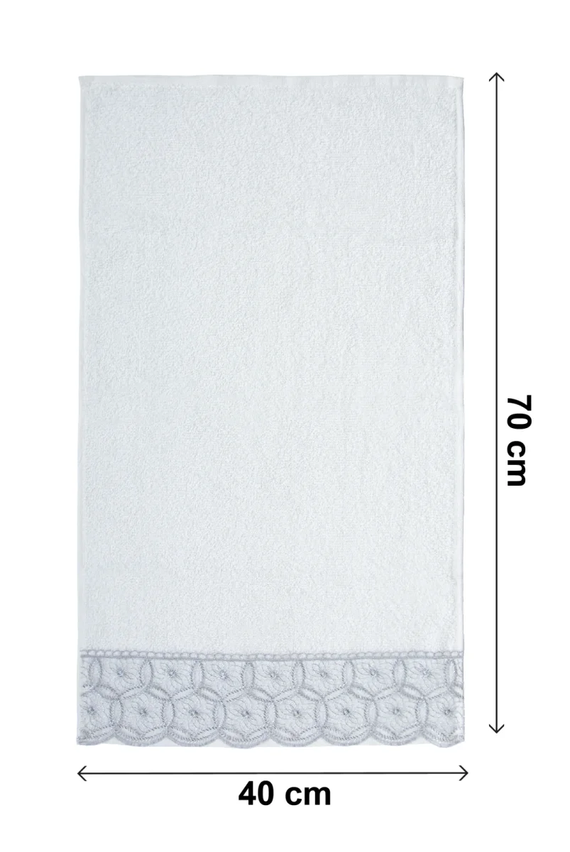 Dantelli Güpürlü Lüks %100 Pamuk Çeyizlik 6 lı El Yüz Havlu Seti 40X70 - Gri - 4400 - 6