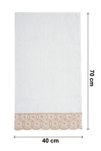 Dantelli Güpürlü Lüks %100 Pamuk Çeyizlik 6 lı El Yüz Havlu Seti 40X70 - Sarı - 4400 - 6