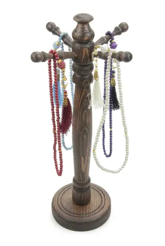 Dark Brown Wooden Prayer Beads Stand - İhvan (1)