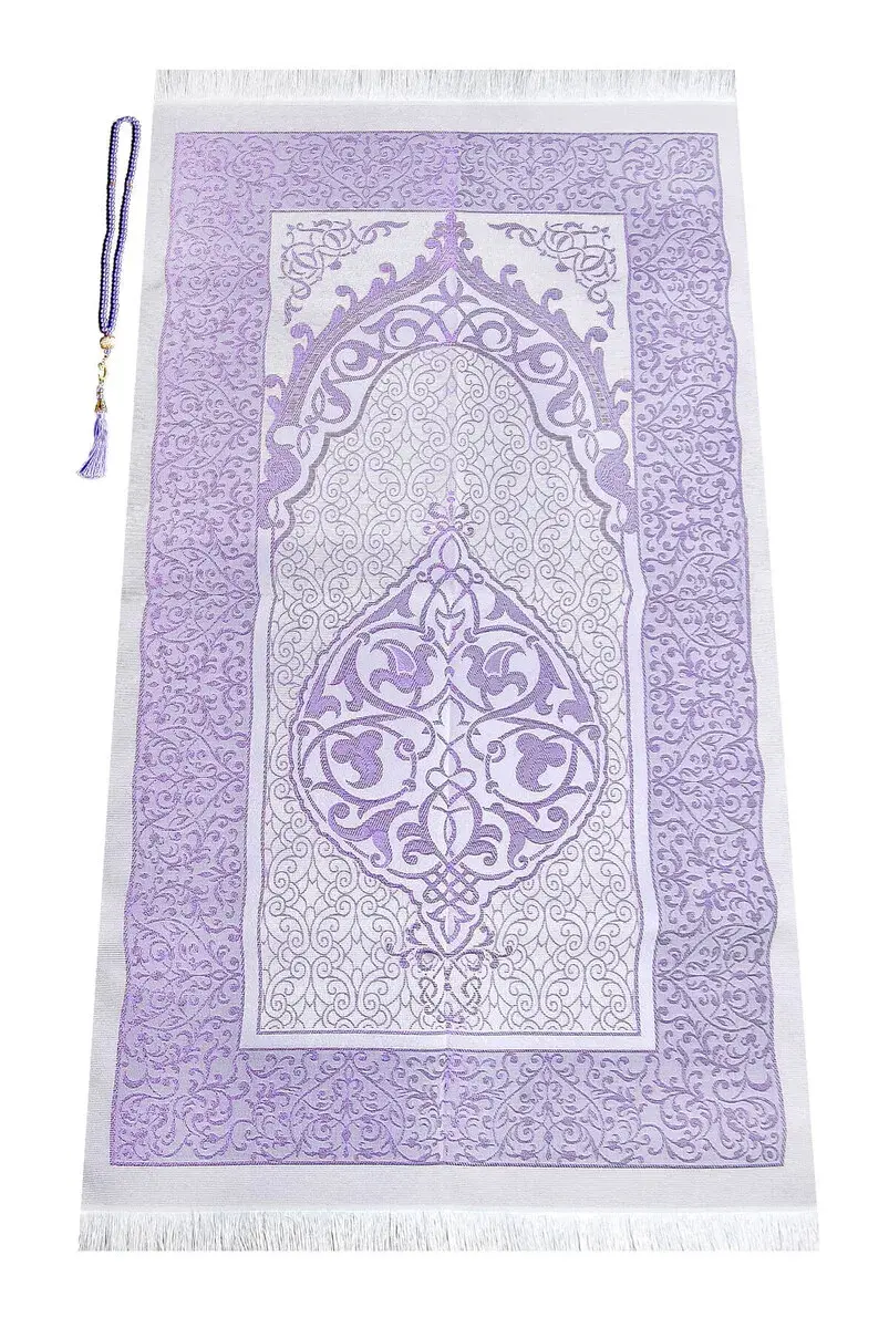Dear Mother, A Special Cylinder Box Set with Prayer Rugs and a Pearl Rosary - Lilac Color - 7