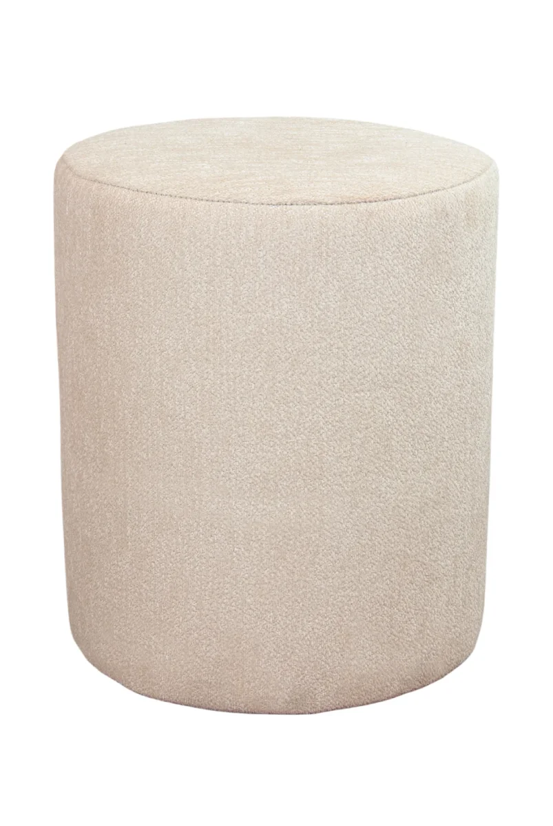 Dekoratif Silindir Puf – Ahşap İskeletli, Oturma ve Yatak Odası Pufu - Krem - (40x36 cm) - 3