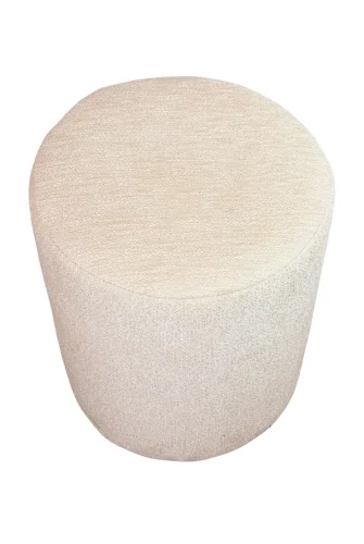 Dekoratif Silindir Puf – Ahşap İskeletli, Oturma ve Yatak Odası Pufu - Krem - (40x36 cm) - 5