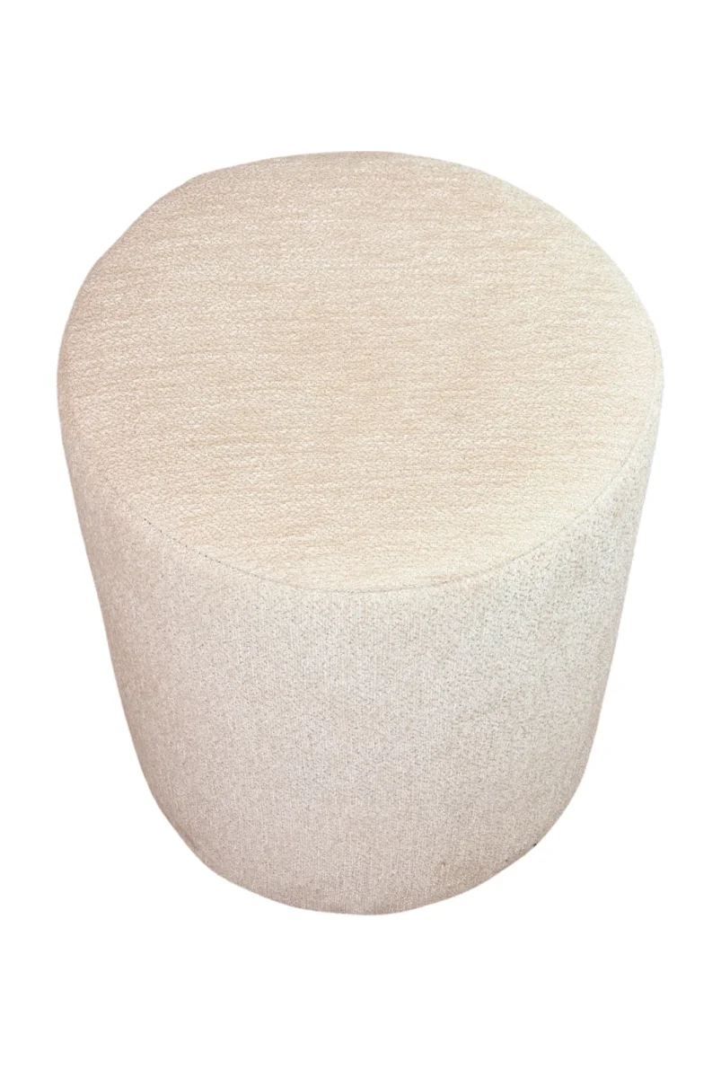 Dekoratif Silindir Puf – Ahşap İskeletli, Oturma ve Yatak Odası Pufu - Krem - (40x36 cm) - 5