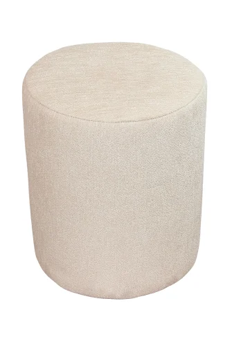 Dekoratif Silindir Puf – Ahşap İskeletli, Oturma ve Yatak Odası Pufu - Krem - (40x36 cm) - 7