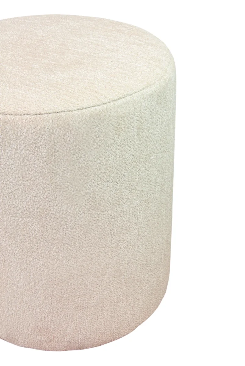 Dekoratif Silindir Puf – Ahşap İskeletli, Oturma ve Yatak Odası Pufu - Krem - (40x36 cm) - 9