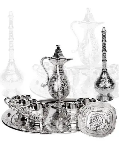 Dekoratif Tas Güldanlık Takımı - Ebruli (Tas Güldanlık) - 7115 - 2