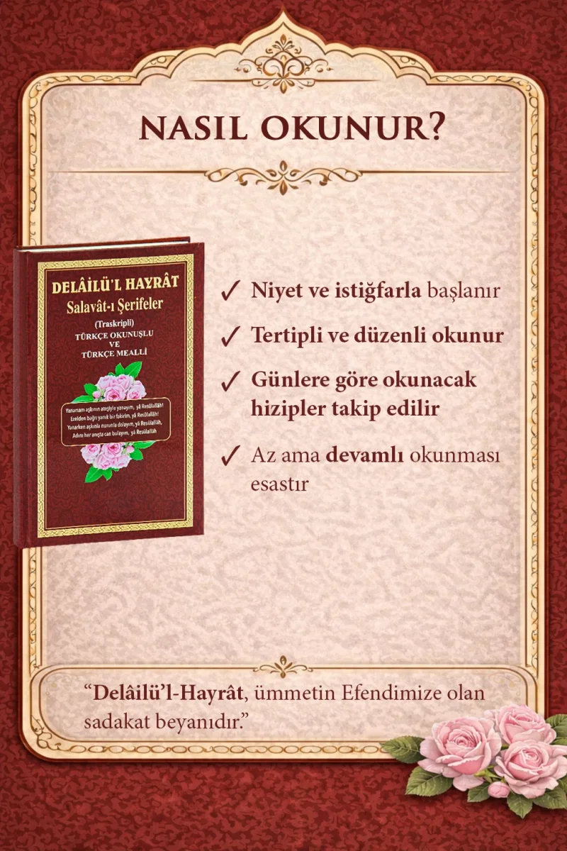 Delailül Hayrat Salavatı Şerifeler Ciltli Türkçe Okunuşlu ve Mealli - 4