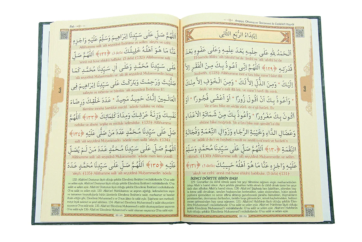 Delailül Hayrat Salavatı Şerifeler ve Günlük Dualar (Satır Arası Okunuşlu, Mealli, Orta Boy) - Yeşil - 4