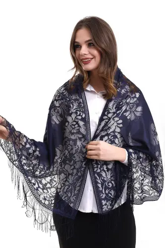 Delicate Cotton Tulle Shawl Purple 60x160 - 6