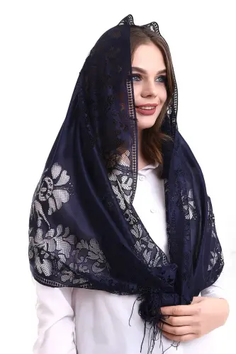 Delicate Cotton Tulle Shawl Purple 60x160 - 4