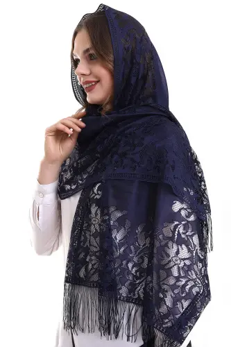 Delicate Cotton Tulle Shawl Purple 60x160 - 5