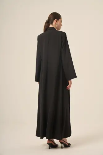 DERİN 6524-25 SİYAH PAYET ÇİÇEKLİ ABAYA - 5