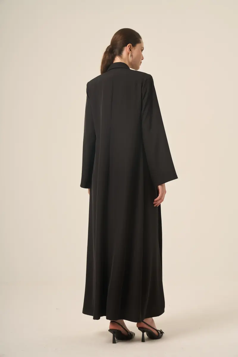 DERİN 6524-25 SİYAH PAYET ÇİÇEKLİ ABAYA - 5