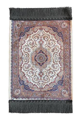 Mini Alın Seccadesi Kaymaz Taban Desenli Cep Tipi Seyahat Namaz Seccadesi - Kahverengi - 4