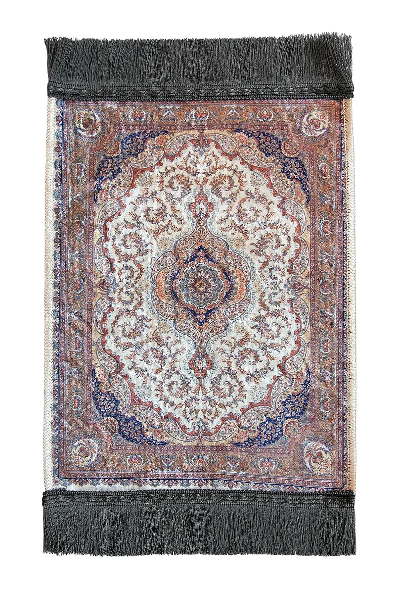 Mini Alın Seccadesi Kaymaz Taban Desenli Cep Tipi Seyahat Namaz Seccadesi - Kahverengi - 4