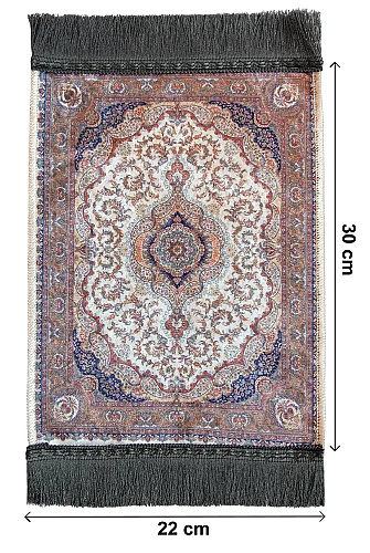 Mini Alın Seccadesi Kaymaz Taban Desenli Cep Tipi Seyahat Namaz Seccadesi - Kahverengi - 3