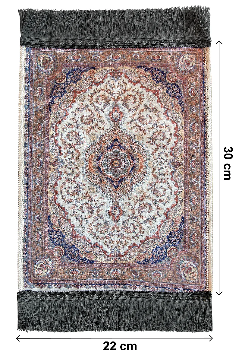 Mini Alın Seccadesi Kaymaz Taban Desenli Cep Tipi Seyahat Namaz Seccadesi - Kahverengi - 3