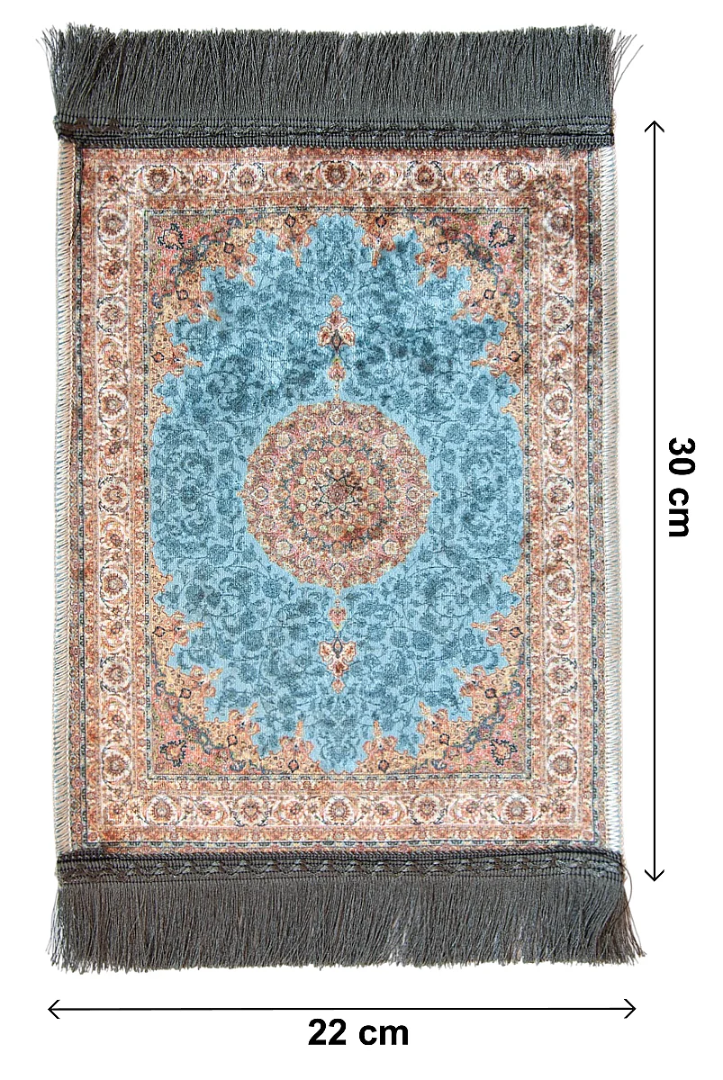 Mini Alın Seccadesi Kaymaz Taban Desenli Cep Tipi Seyahat Namaz Seccadesi - Kırmızı - 3