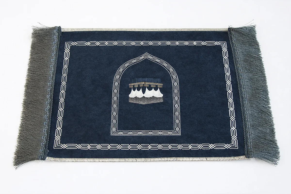 Mini Alın Seccadesi Kaymaz Taban Desenli Cep Tipi Seyahat Namaz Seccadesi - Lacivert - 5