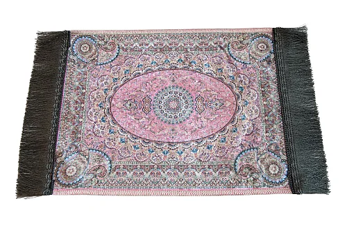 Mini Alın Seccadesi Kaymaz Taban Desenli Cep Tipi Seyahat Namaz Seccadesi - Pembe - 5