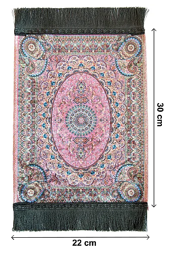 Mini Alın Seccadesi Kaymaz Taban Desenli Cep Tipi Seyahat Namaz Seccadesi - Pembe - ihvanonline (1)