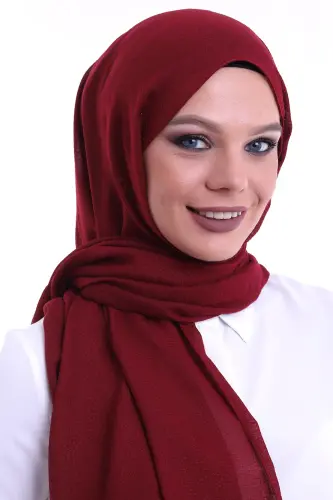 Desenli Pamuk Şal Bordo - 5