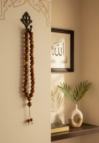 Dev Boy Dekoratif Bambu Ağacı 33lü Tesbih - 65 cm Metal Püsküllü Büyük Boy Hediyelik Duvar Tesbihi - ihvanonline (1)