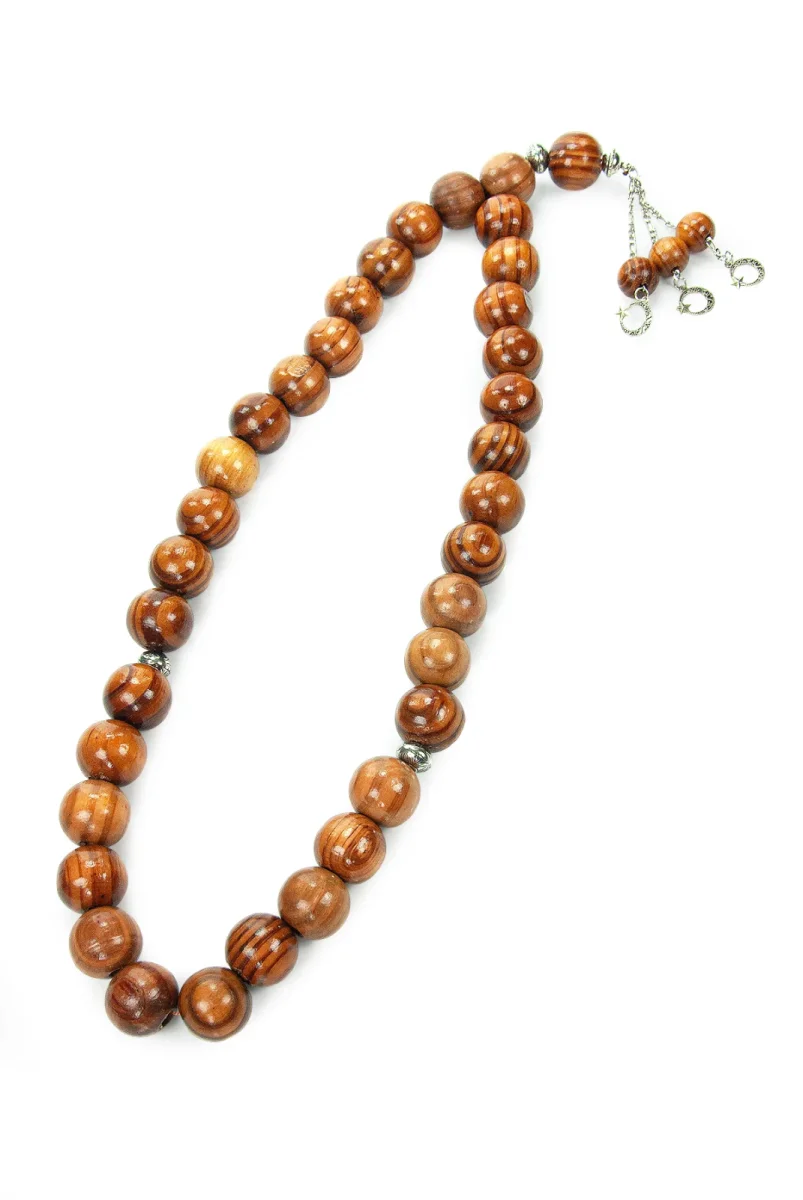 Dev Boy Dekoratif Bambu Ağacı 33lü Tesbih - 65 cm Metal Püsküllü Büyük Boy Hediyelik Duvar Tesbihi - 4