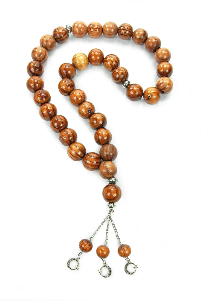 Dev Boy Dekoratif Bambu Ağacı 33lü Tesbih - 65 cm Metal Püsküllü Büyük Boy Hediyelik Duvar Tesbihi - 5