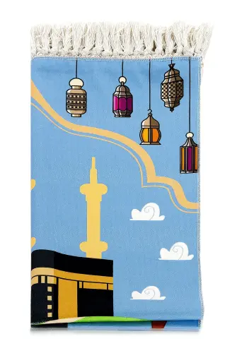 Digital Printed Children's Prayer Rug - With Kabeli Trolley - 44 X 78 cm - ihvanonline (1)