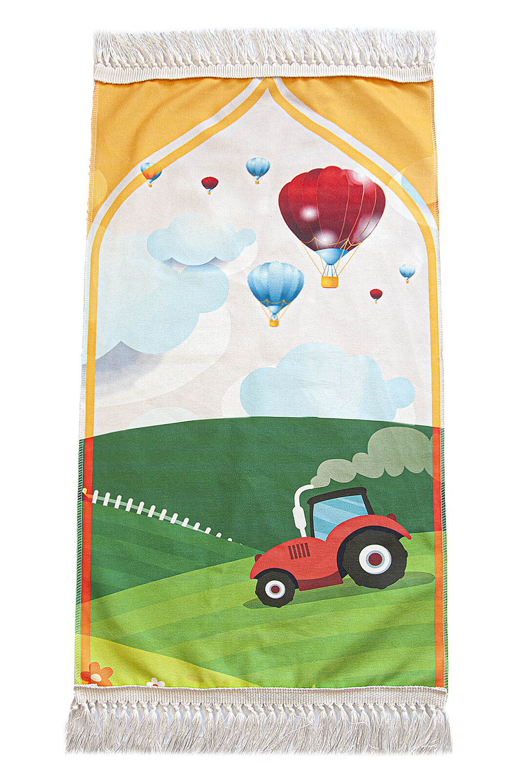Dijital Baskılı Çocuk Seccadesi - Balonlu Ve Traktörlü - 44 X 78 Cm