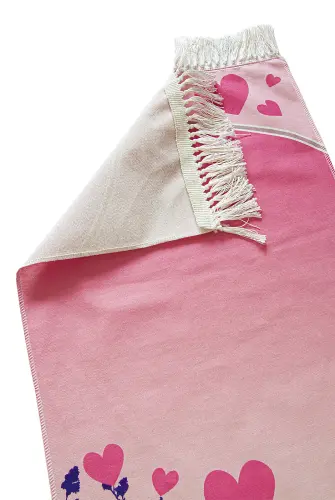 Dijital Baskılı Kalpli Çocuk Seccadesi Pembe - ihvanonline (1)