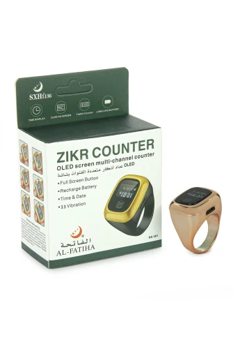 Dijital Yüzük Tesbih Zikirmatik, OLED Ekranlı, Şarjlı, Titreşimli - R.Gold - 6