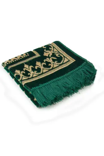 Dodya Velvet Children's Prayer Rug - Green - İhvan (1)
