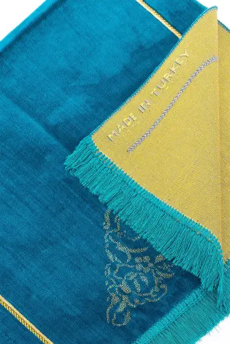 Dodya Velvet Prayer Rug - Blue - 4
