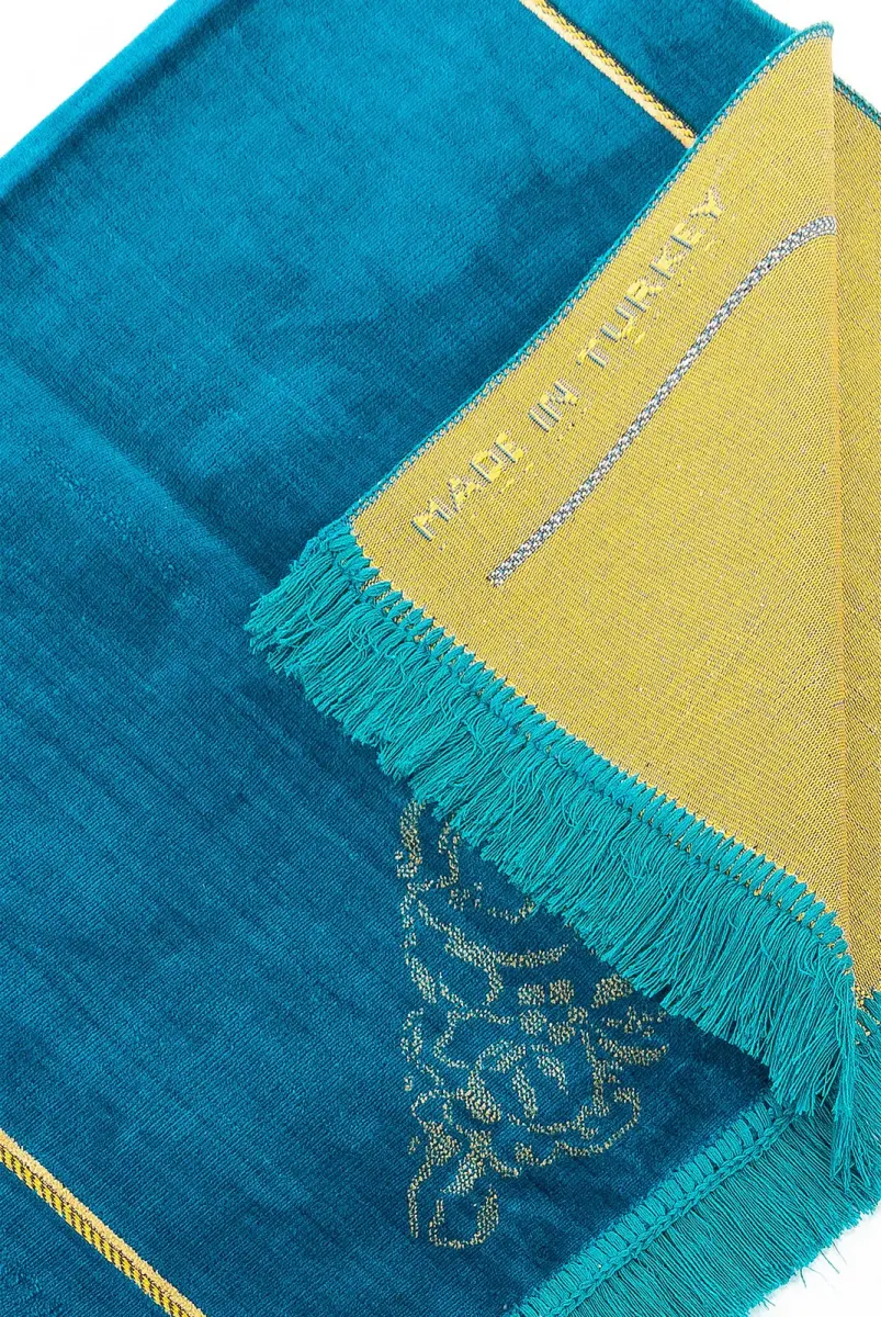 Dodya Velvet Prayer Rug - Blue - 4