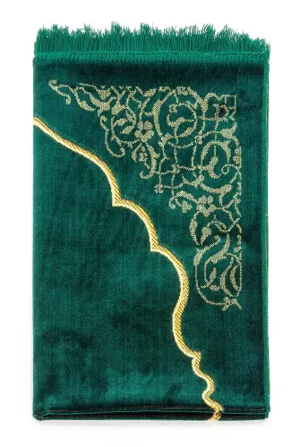 Dodya Velvet Prayer Rug - Green - İhvan (1)