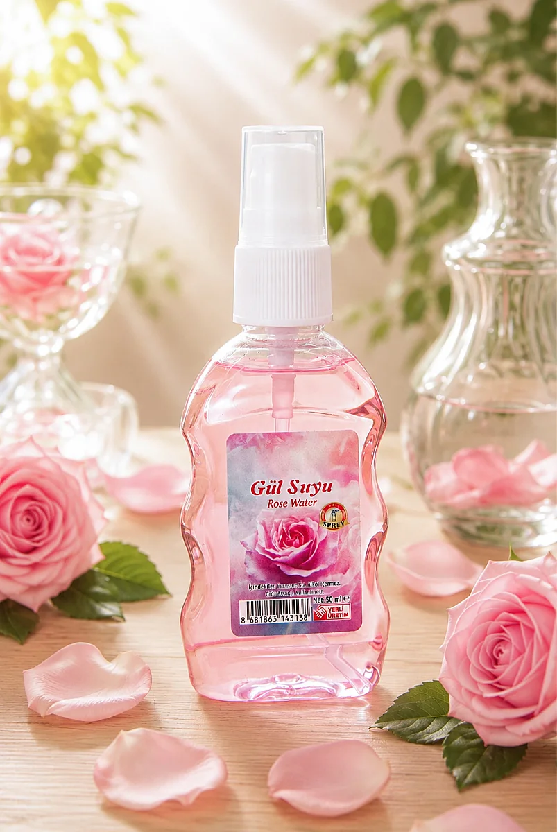 Doğal Gülsuyu Sprey 50 ml – %100 Saf Gül Suyu Yüz ve Cilt Bakımı İçin - 1