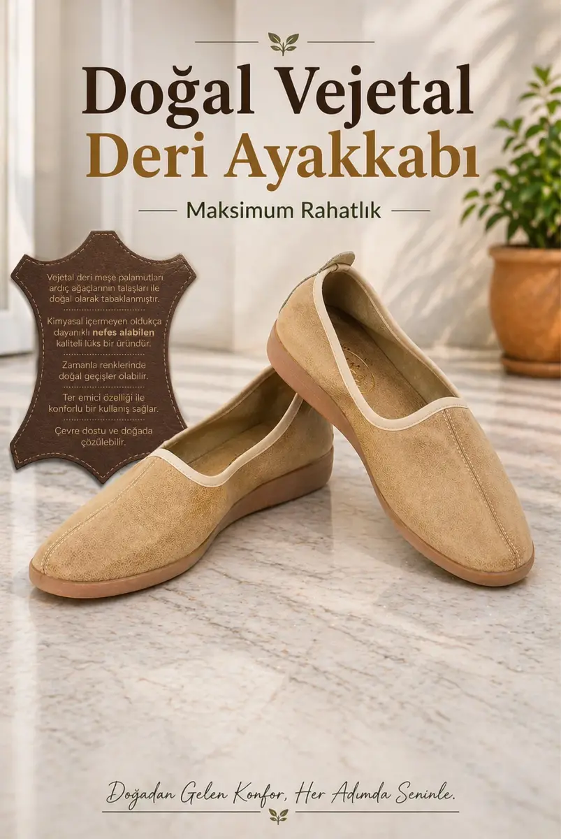 Doğal Vejetal Hakiki Deri Ayakkabı, Rahat Hac, Umre Tavaf Ayakkabısı, Nefes Alabilir, Esnek Taban - 1