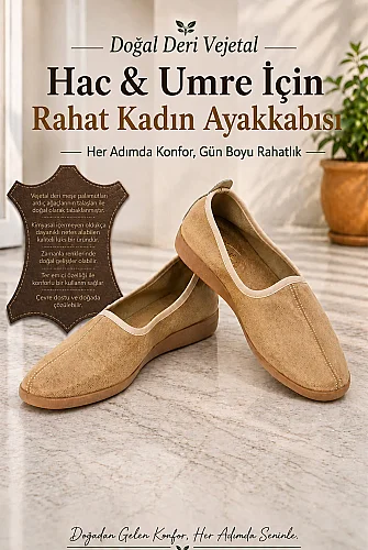 Doğal Vejetal Hakiki Deri Ayakkabı, Rahat Hac, Umre Tavaf Ayakkabısı, Nefes Alabilir, Esnek Taban - 1