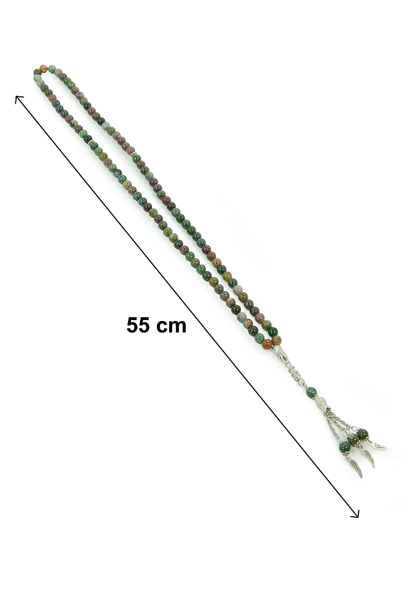Doğaltaş Hint Akiği Hediyelik Tesbih - 99'lu - Küre Kesim - 6