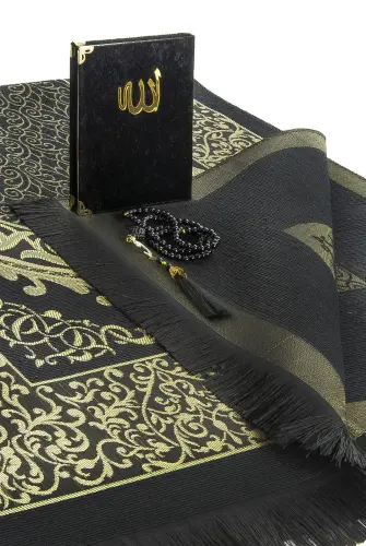 Dowry Prayer Rug Set Luxury Worship Set - Black Color - 4