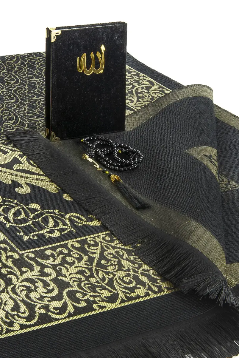 Dowry Prayer Rug Set Luxury Worship Set - Black Color - 4