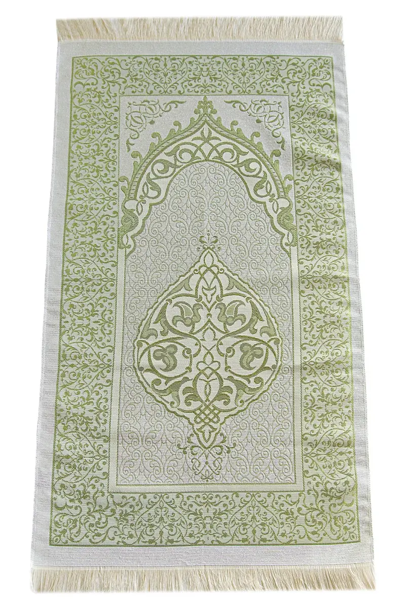 Dowry Prayer Rug Set with Pearl Prayer Beads and Gift Box Suitable for the Bride and Groom's Package Green - 6