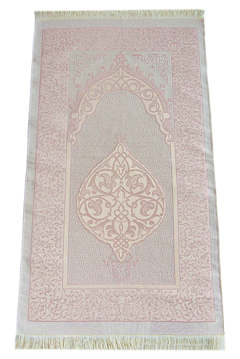 Dowry Prayer Rug Set with Pearl Prayer Beads and Gift Box Suitable for the Bride and Groom's Package, Pink - 5