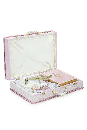 Dowry Prayer Rug Set with Storage Box, Suitable for Groom and Bride Bundle, Gift Shawl Quran Set Pink - İhvan (1)